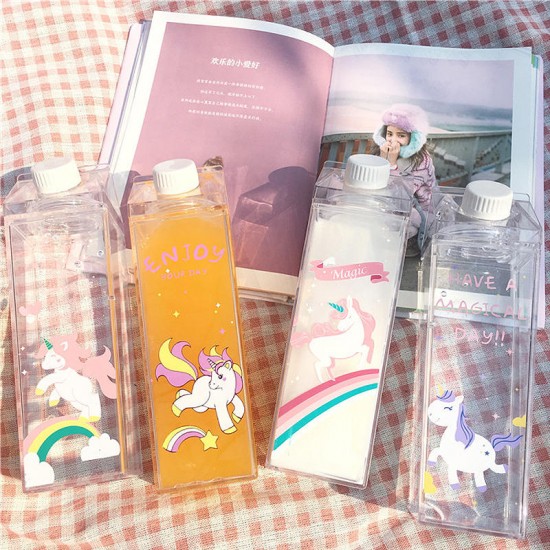 500ml Fantastic Summer Unicorn Cartoon Milk Drink Box Water Bottle Birthday Kid
