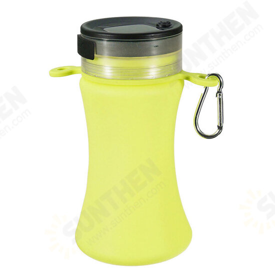 550ml Collapsible Silicone Waterproof Sport Water Bottle With Solar Energy Charge LED Camping Latern