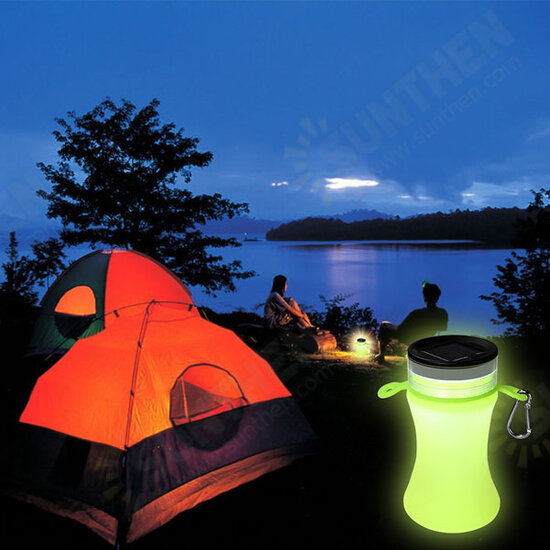 550ml Collapsible Silicone Waterproof Sport Water Bottle With Solar Energy Charge LED Camping Latern