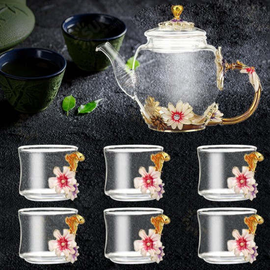 7PCS Glass Cups Set Enamel High-temperature Resistant Tea Water Cups Set Kitchen Accessories