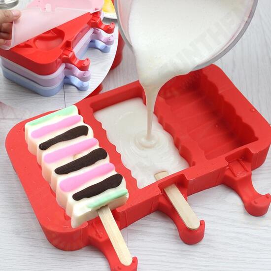 Creative Silicone Ice Cream Mold Ice Lolly Mold Rod Ice Mold Red Food Grade