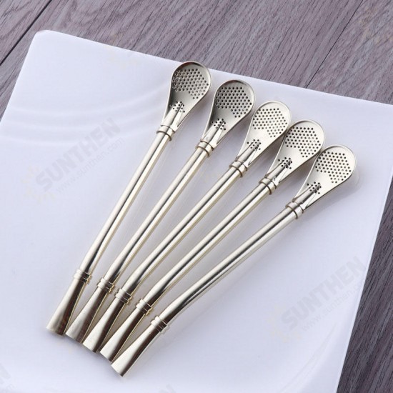 KC-STR15 3 in 1 Multifunction Stainless Steel Filtering Drink Straw Tea Spoon Tea Filter Milks