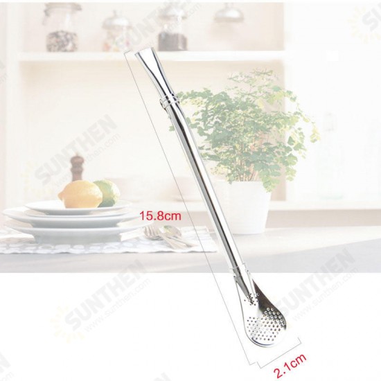 KC-STR15 3 in 1 Multifunction Stainless Steel Filtering Drink Straw Tea Spoon Tea Filter Milks