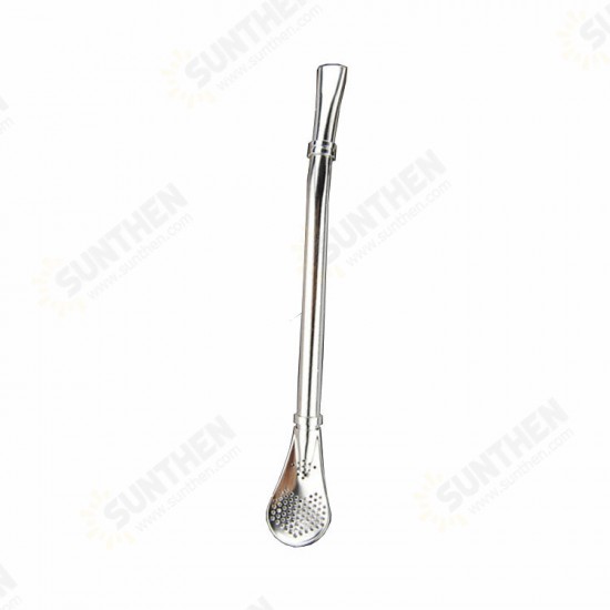 KC-STR15 3 in 1 Multifunction Stainless Steel Filtering Drink Straw Tea Spoon Tea Filter Milks