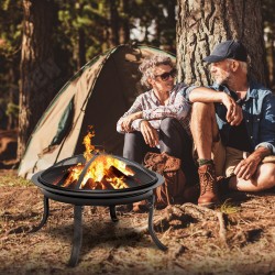 24inch Portable Fire Pits Steel Wood Burning Firepit with BBQ Grill Fire Bowl Poker 24inch Portable Fire Pits Steel Wood Burning Firepit with BBQ Grill Fire Bowl Poker