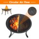 24inch Portable Fire Pits Steel Wood Burning Firepit with BBQ Grill Fire Bowl Poker