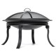 24inch Portable Fire Pits Steel Wood Burning Firepit with BBQ Grill Fire Bowl Poker