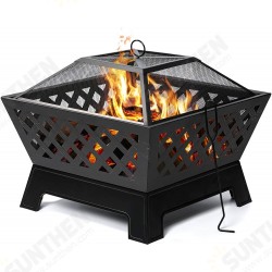 26 Inch Fire Pits Large Wood Burning Square Firepit with Ash Plate Spark Screen Log Grate Poker 26 Inch Fire Pits Large Wood Burning Square Firepit with Ash Plate Spark Screen Log Grate Poker