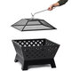 26 Inch Fire Pits Large Wood Burning Square Firepit with Ash Plate Spark Screen Log Grate Poker