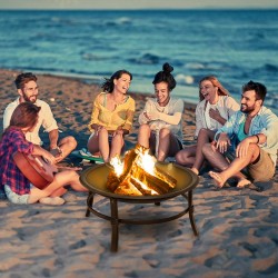 26 inch Fire Pit Wood Burning Small Heavy Duty Steel Firepit with Spark Screen Log Grate Poker 26 inch Fire Pit Wood Burning Small Heavy Duty Steel Firepit with Spark Screen Log Grate Poker