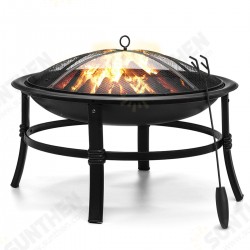 26 inch Fire Pit Wood Burning Small Heavy Duty Steel Firepit with Spark Screen Log Grate Poker 26 inch Fire Pit Wood Burning Small Heavy Duty Steel Firepit with Spark Screen Log Grate Poker