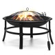 26 inch Fire Pit Wood Burning Small Heavy Duty Steel Firepit with Spark Screen Log Grate Poker