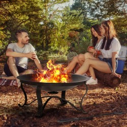 30 inch Fire Pits Steel Wood Burning Firepit with Ash Plate Spark Screen Log Grate Poker 30 inch Fire Pits Steel Wood Burning Firepit with Ash Plate Spark Screen Log Grate Poker