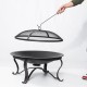 30 inch Fire Pits Steel Wood Burning Firepit with Ash Plate Spark Screen Log Grate Poker