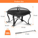 30 inch Fire Pits Steel Wood Burning Firepit with Ash Plate Spark Screen Log Grate Poker