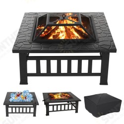 32 Inch Fire Pit Square Steel Wood Burning Large Firepits with Waterproof Cover Spark Screen,Log Grate Poker 32 Inch Fire Pit Square Steel Wood Burning Large Firepits with Waterproof Cover Spark Screen,Log Grate Poker