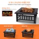 32 Inch Fire Pit Square Steel Wood Burning Large Firepits with Waterproof Cover Spark Screen,Log Grate Poker