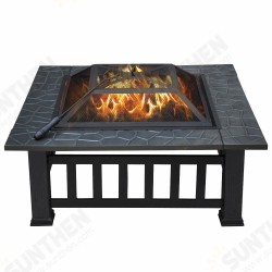 32 Inch Fire Pit Square Steel Wood Burning Large Firepits with Waterproof Cover Spark Screen,Log Grate Poker 32 Inch Fire Pit Square Steel Wood Burning Large Firepits with Waterproof Cover Spark Screen,Log Grate Poker