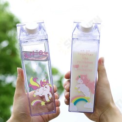 Portable Cup Novelty Milk Carton Shaped Cartoon Unicorn Printed Water Bottle Portable Cup Novelty Milk Carton Shaped Cartoon Unicorn Printed Water Bottle