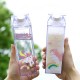 Portable Cup Novelty Milk Carton Shaped Cartoon Unicorn Printed Water Bottle