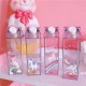 Portable Cup Novelty Milk Carton Shaped Cartoon Unicorn Printed Water Bottle