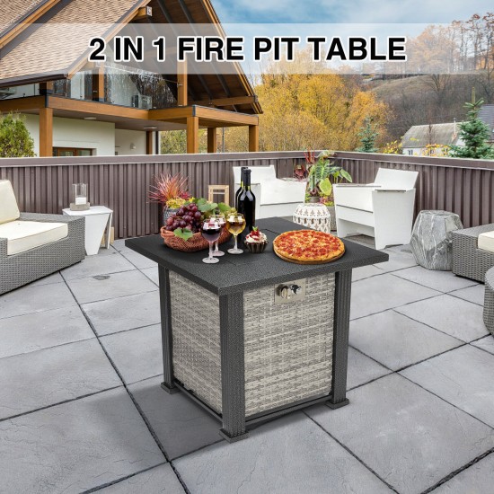 Square Outdoor Fireplace Propane Fire Pit Patio Gas Camping Table Garden Burner