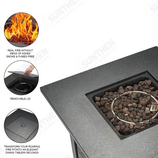 Square Outdoor Fireplace Propane Fire Pit Patio Gas Camping Table Garden Burner