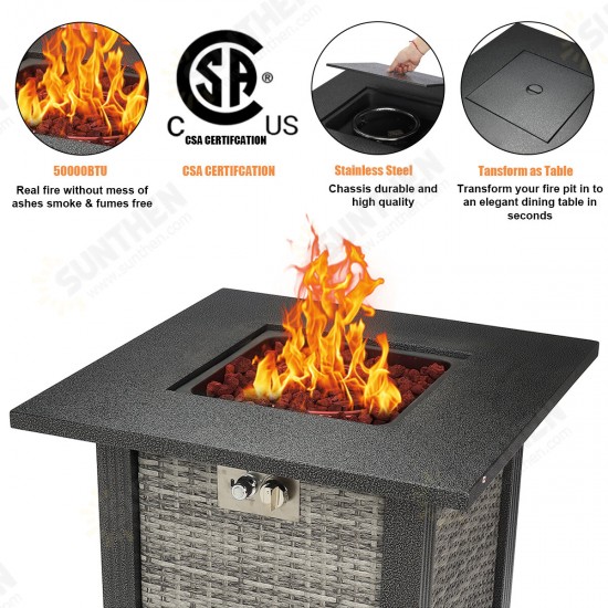 Square Outdoor Fireplace Propane Fire Pit Patio Gas Camping Table Garden Burner