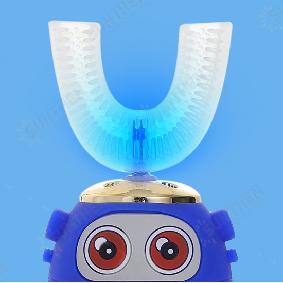 360° U Shape Sonic Electric Toothbrush Kids Five Cleaning Modes Tooth Brush IPX7 Waterproof Whitening Toothbrush with Blue Light