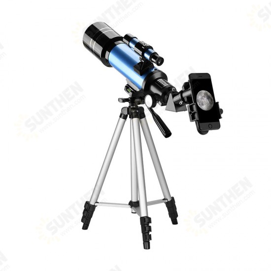 40070 66X HD Astronomical Telescope 70MM Refractor Telescope Erecting Eyepiece 3X Barlow Lens Finderscope with Tripod Phone Adapter