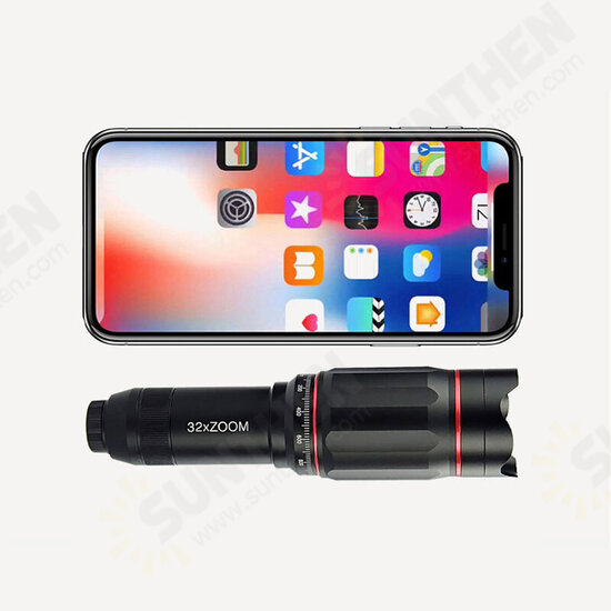 32X Metal Monocular Telescop Set Professional Telephoto Zoom Outdoor Camping Retractable With Tripod Phone Clip Supports Smartphone