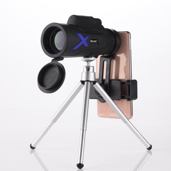 12X50 Waterproof Monocular Optical HD Lens Portable Telescope + Mobile Phone Clip + Telescopic bracket
