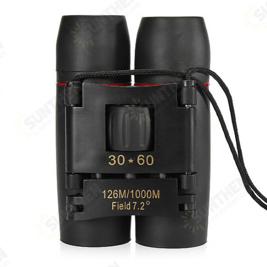 30x60 Folding Binocular HD Red Coated Film Lens Telescope Low Light Level Night Vision 126M/1000M