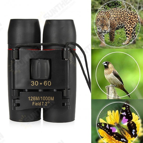 30x60 Folding Binocular HD Red Coated Film Lens Telescope Low Light Level Night Vision 126M/1000M