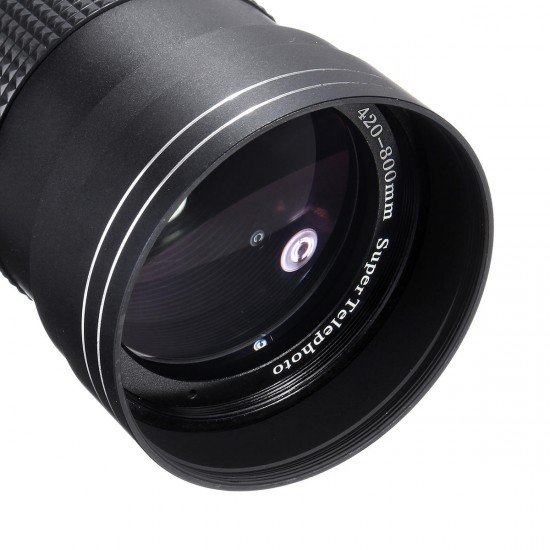420-800mm F/8.3-16 Super Telephoto Lens Manual Zoom Lens + T-Mount For Nikon For Sony For Pentax SLR Camera