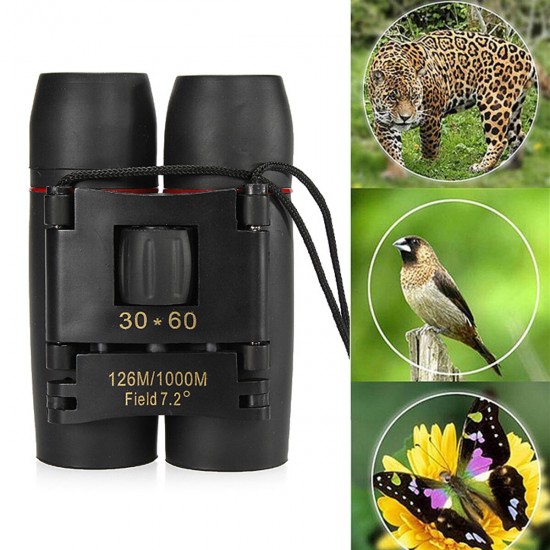 30x60 Folding Binocular HD Red Coated Film Lens Telescope Low Light Level Night Vision 126M/1000M