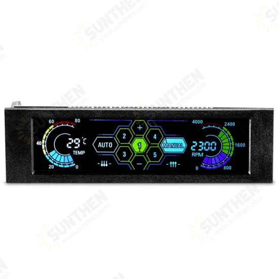 5.25inch Color Display Drive Bay PC Computer CPU Cooling LCD Front Panel Temperature Controller Fan Speed Control for Desktop