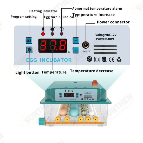 6 Eggs Incubator Egg Incubator Fully Automatic Incubator Household Brooder Temperature Controller with Automatic Turner 6 Eggs Incubator Egg Incubator Fully Automatic Incubator Household Brooder Temperature Controller with Automatic Turner