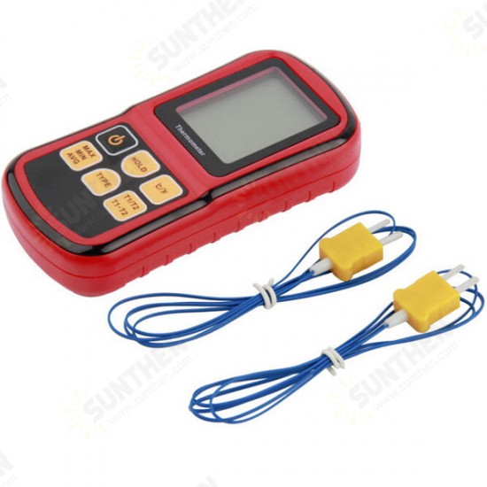 GM1312 Digital Thermometer Dual-channel LCD Display Temperature Meter Tester for K/J/T/E/R/S/N Thermocouple GM1312 Digital Thermometer Dual-channel LCD Display Temperature Meter Tester for K/J/T/E/R/S/N Thermocouple