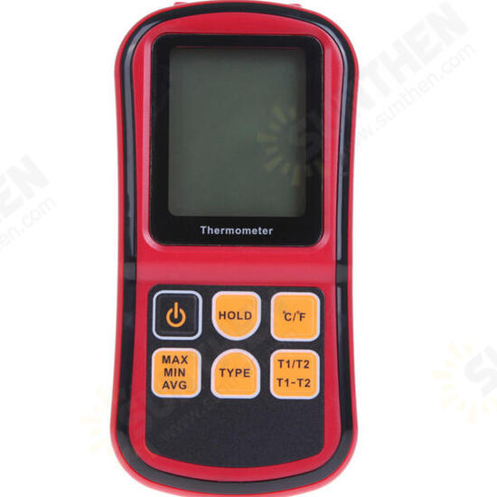 GM1312 Digital Thermometer Dual-channel LCD Display Temperature Meter Tester for K/J/T/E/R/S/N Thermocouple