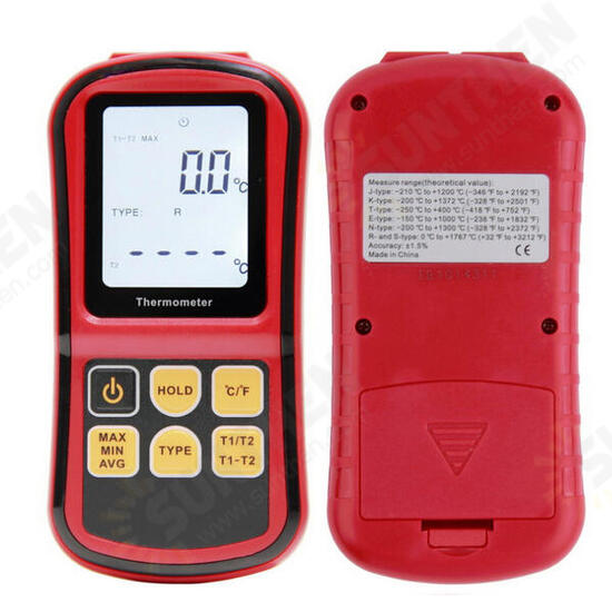 GM1312 Digital Thermometer Dual-channel LCD Display Temperature Meter Tester for K/J/T/E/R/S/N Thermocouple