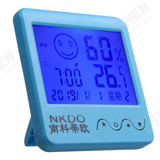 Digital Desktop Thermo-hygrometer Alarm Clock LCD Screen Temperature Humidity Digital Desktop Thermo-hygrometer Alarm Clock LCD Screen Temperature Humidity
