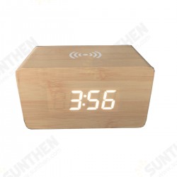 Digital Thermometer LED Desk Alarm Clock With Wireless Charger For Phone Digital Thermometer LED Desk Alarm Clock With Wireless Charger For Phone