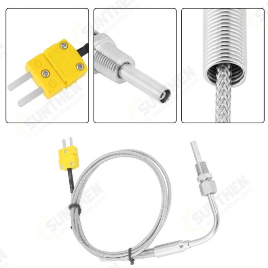 K Type Thermocouple Temperature Controller Tools 0-1250 C Exhaust Gas Temp Sensor Probe Connector with Exposed Tip