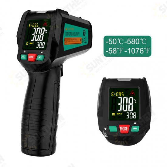 -50~580℃ Non-Contact Infrared Digital Thermometer Laser Handheld IR Temperature Meter With K Type Thermocouple