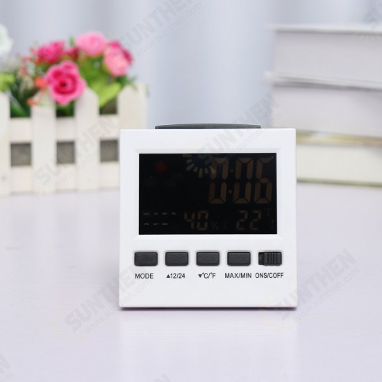 LED Digital Alarm Clock Temperature Humidity Weather Color Display With Backlit