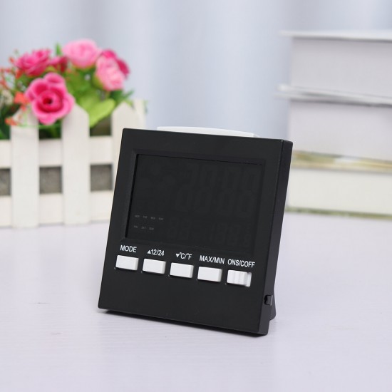 LED Digital Alarm Clock Temperature Humidity Weather Color Display With Backlit