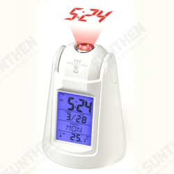 LED Projection Alarm Clock Thermometer Snooze Voice Timing Nightlight Kids Wake