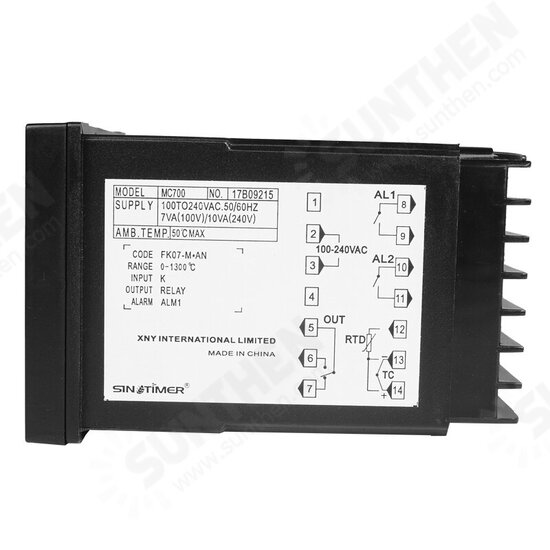 MC700 K Thermocouple PT100 Universal Input Digital PID Temperature Controller Regulator Relay Output for Heating or Cooling with Alarm MC700 K Thermocouple PT100 Universal Input Digital PID Temperature Controller Regulator Relay Output for Heating or Cooling with Alarm