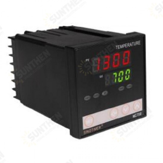 MC700 K Thermocouple PT100 Universal Input Digital PID Temperature Controller Regulator Relay Output for Heating or Cooling with Alarm